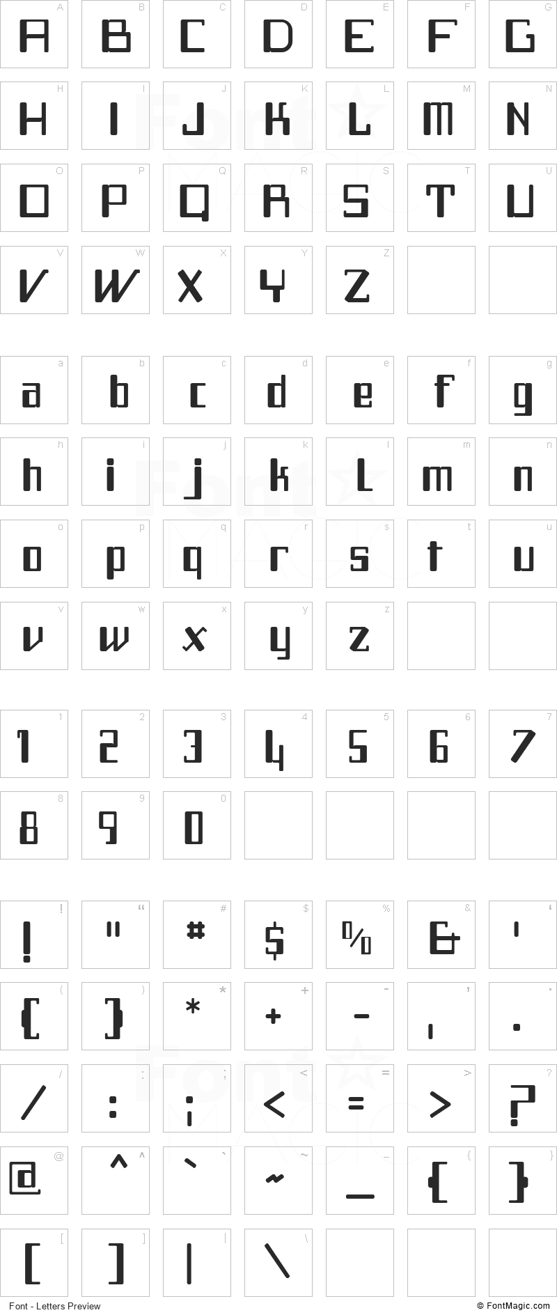 F2 Tecnocrática Font - All Latters Preview Chart